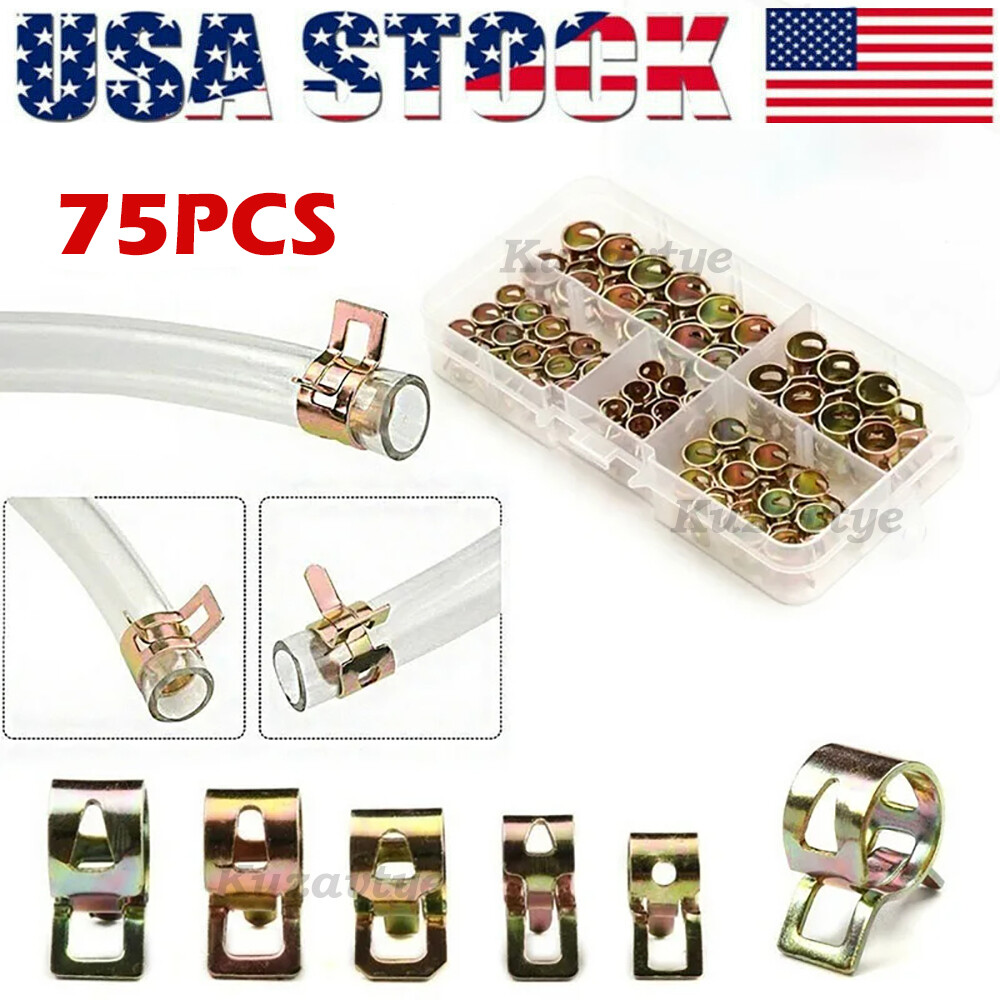75Pcs Fasteners Silicone Vacuum Hose Clamps Steel Wire Air Tube Water Pipe Clips