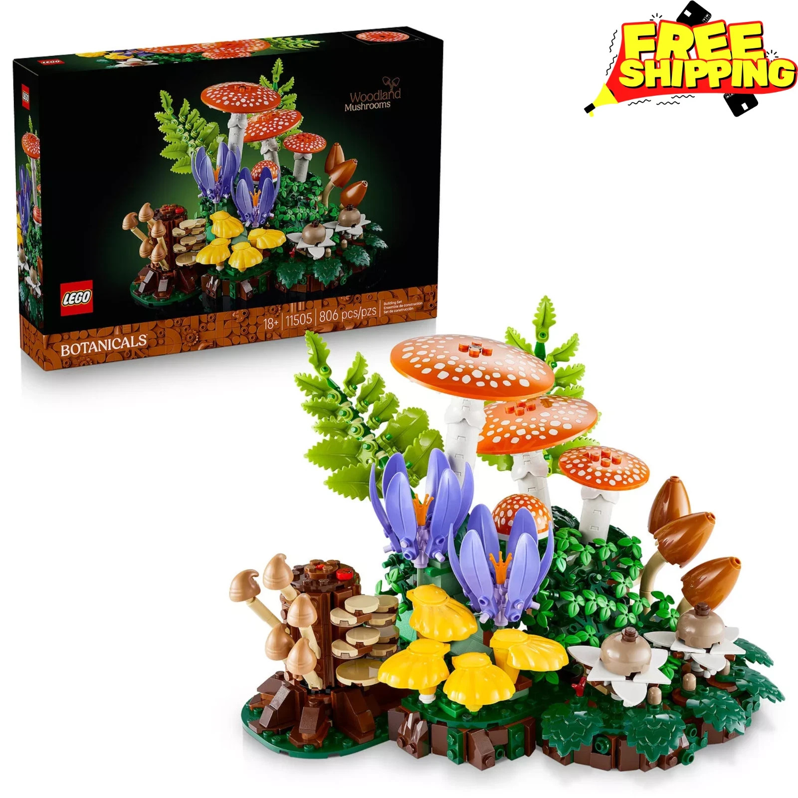 LEGO Botanicals Woodland Mushrooms 11505 Building Kit 806 Pieces 18+