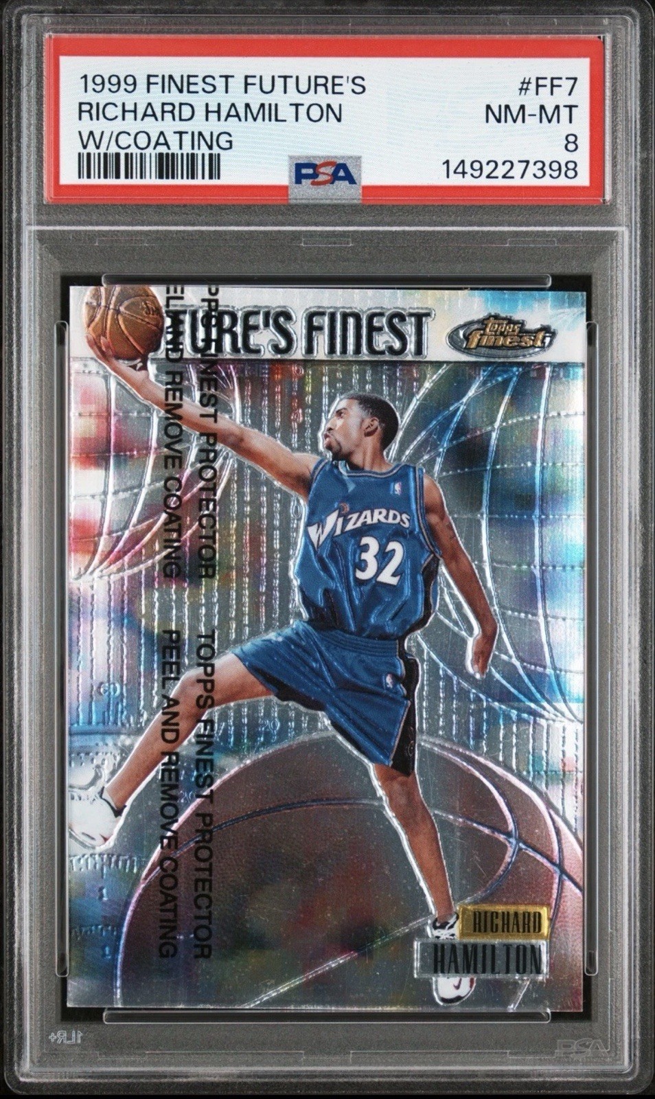 1999 TOPPS FINEST FUTURE'S W/COATING #FF7 RICHARD HAMILTON 109/750 PSA 8