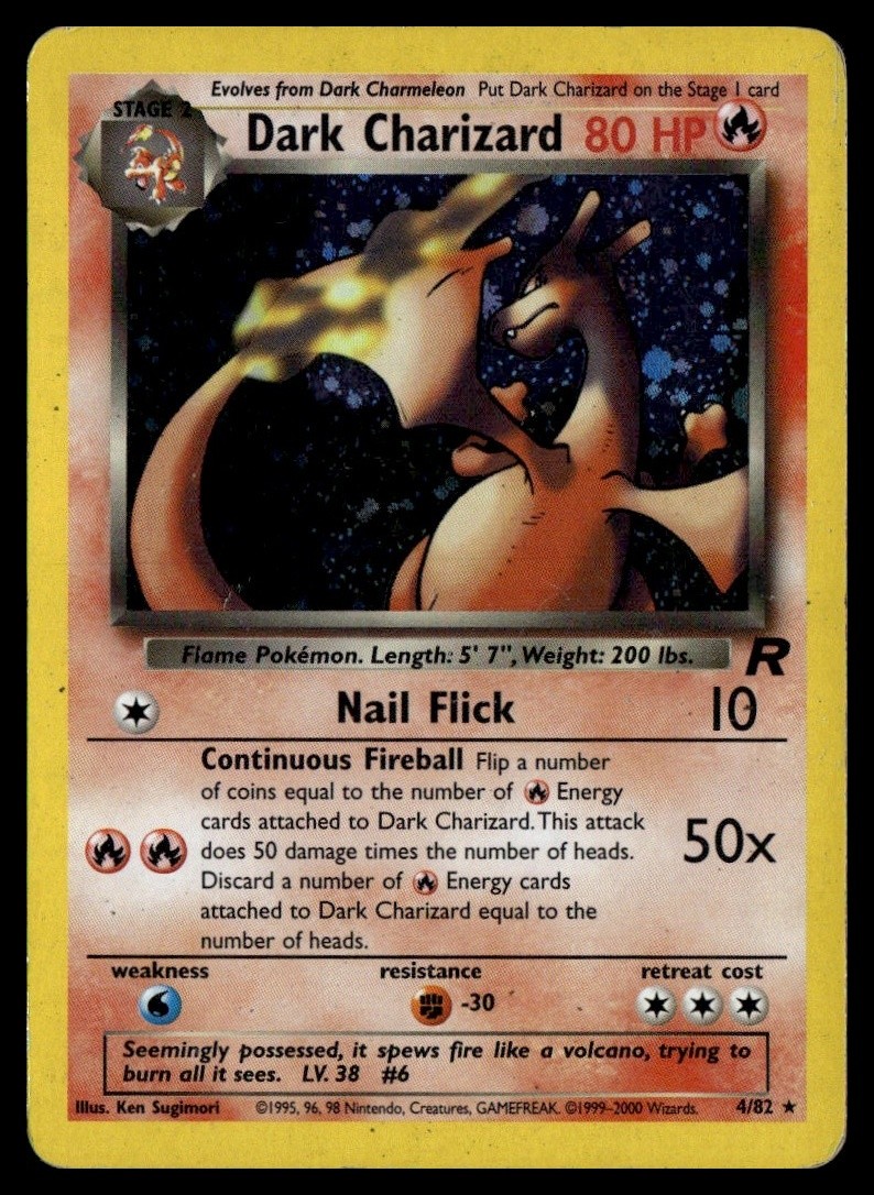 Dark Charizard Holo 4/82 2000 Team Rocket Unlimited DMG