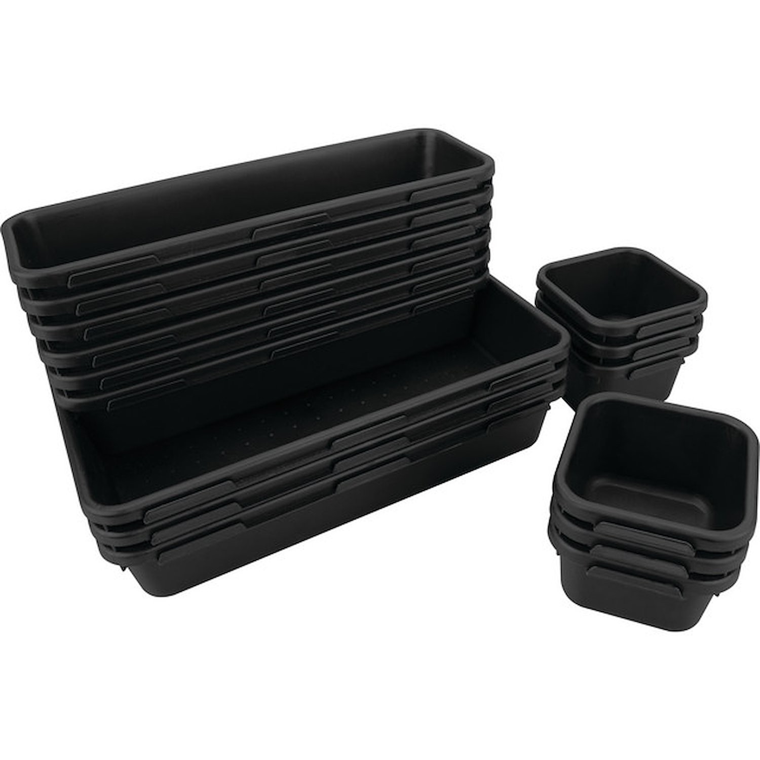 JEGS 16-Piece Interlocking Drawer Organizer Bin Set – Durable Plastic, 3 Sizes