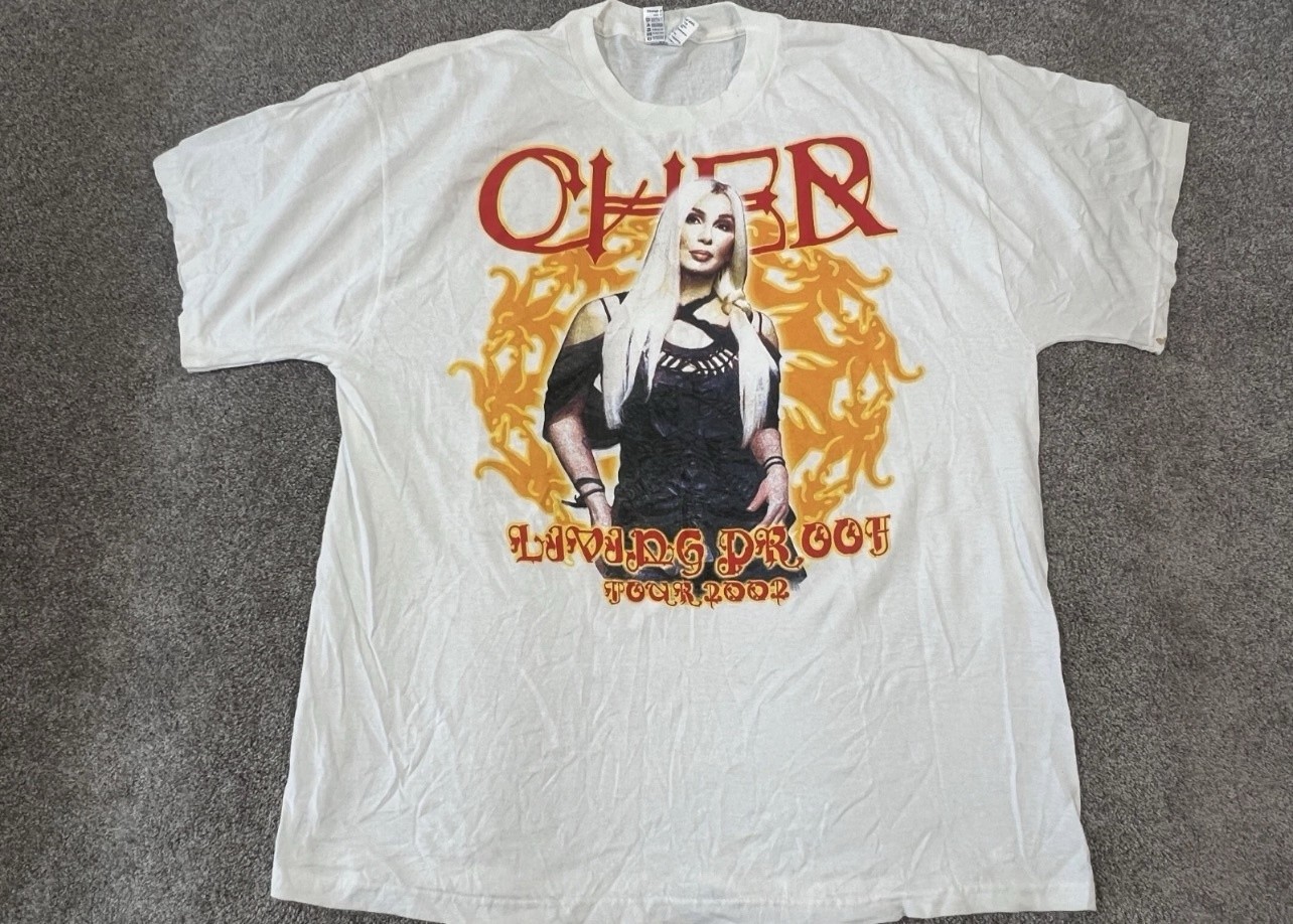 VINTAGE Cher Living Proof Tour Shirt Mens XL White 2002 Concert Tee Delta Y2K