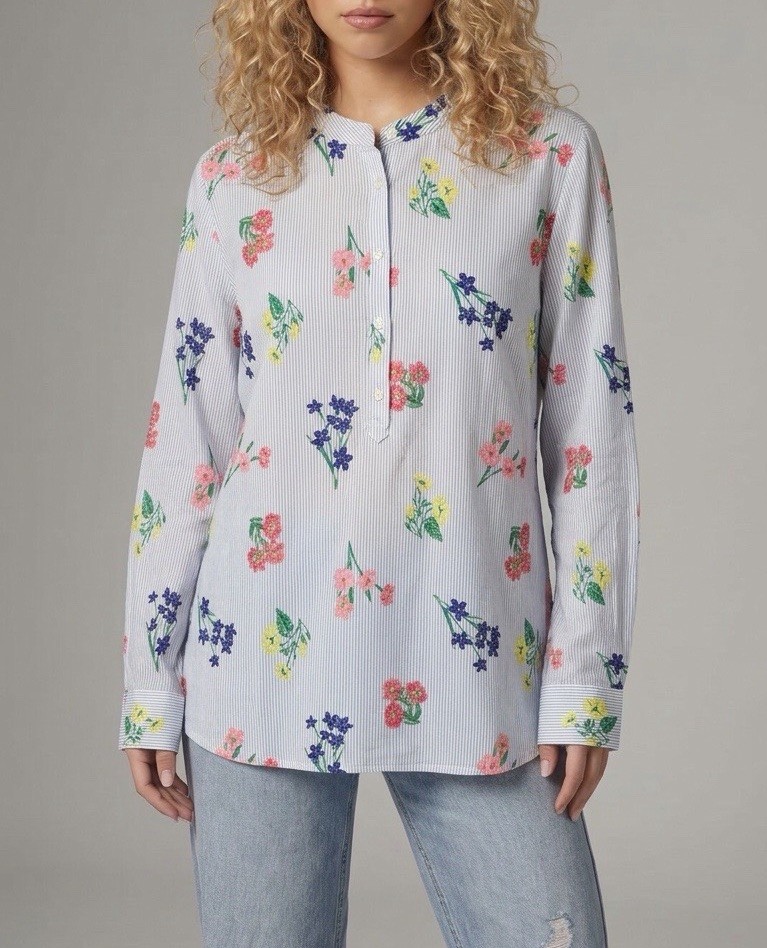 NWT Talbots Women’s Size PL Blue Floral Rayon Partial Button Up Pullover Tunic NWT Talbots Women’s Size PL Blue Floral Rayon Partial Button Up Pullover Tunic