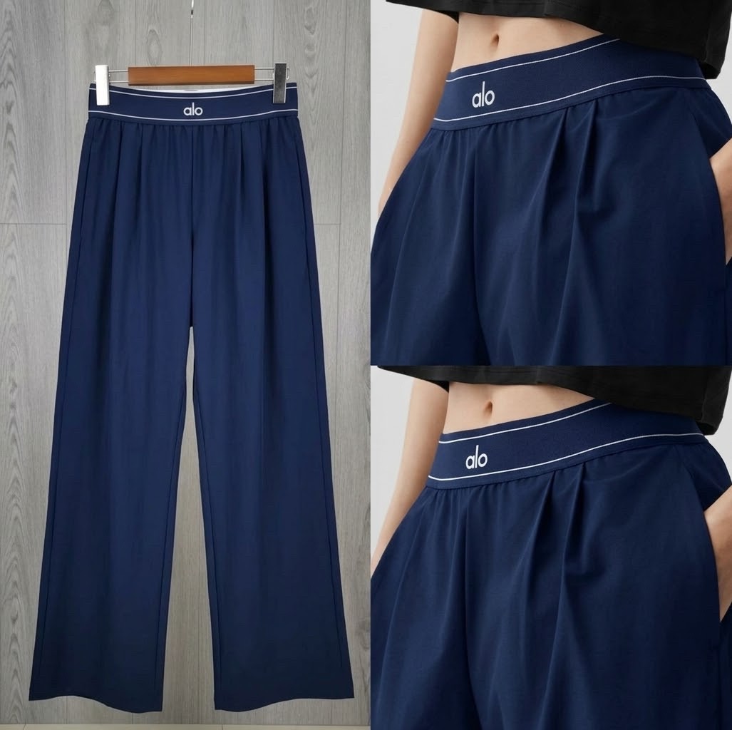 Alo Suit Up Trousers Wide Leg Comfy Loose Relaxed- NAVY BLUE Alo Suit Up Trousers Wide Leg Comfy Loose Relaxed- NAVY BLUE