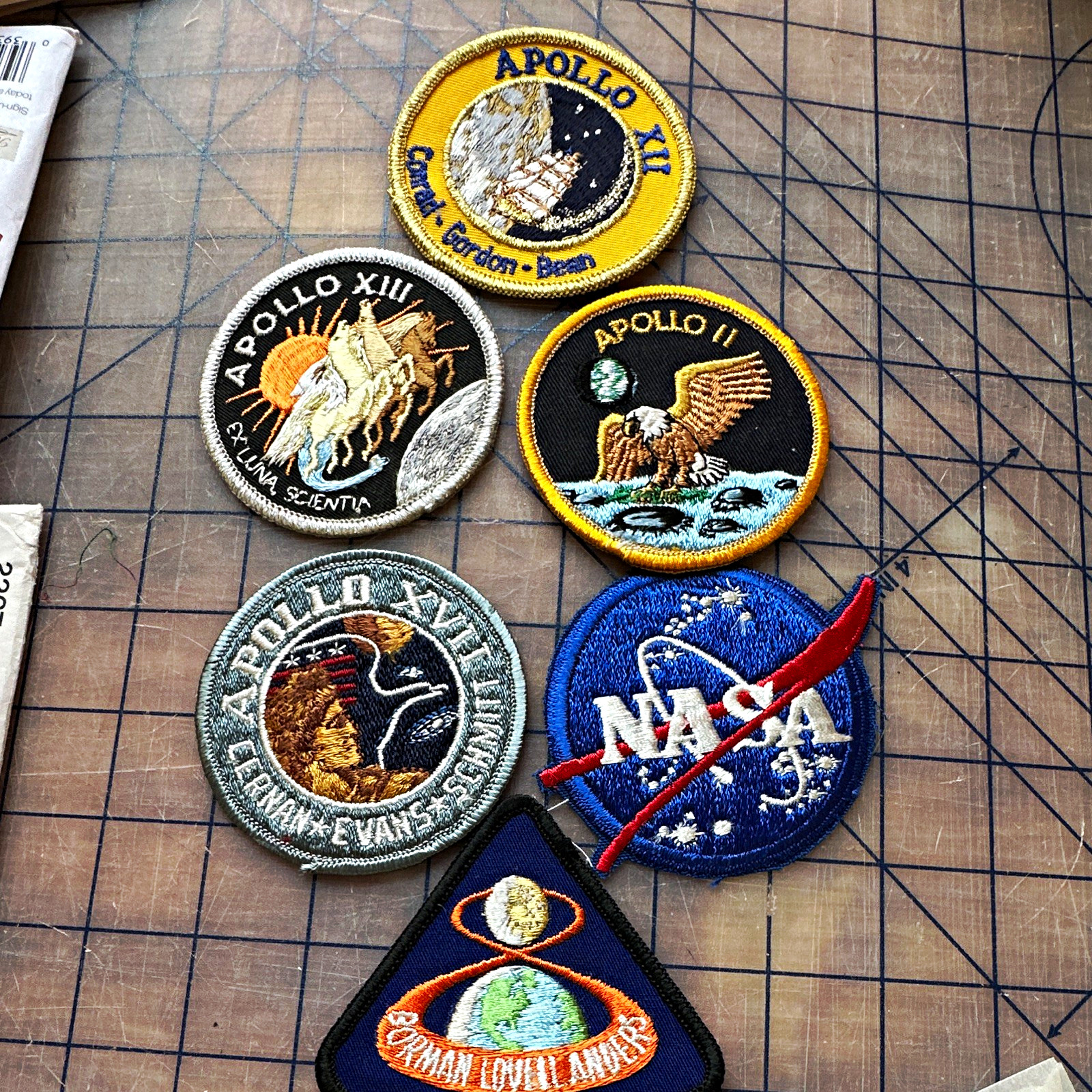 NASA Apollo Mission Embroidered Patch Lot Apollo 11 12 13 17 + NASA Skylab