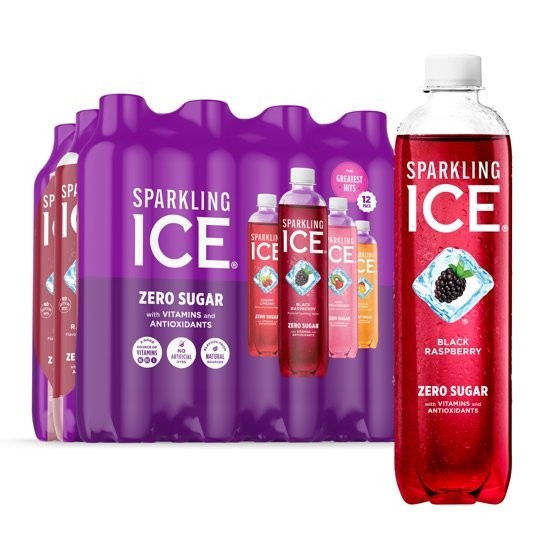 Sparkling Ice Purple Variety Pack, Flavored Sparkling Water, 17 fl oz, 12 count.