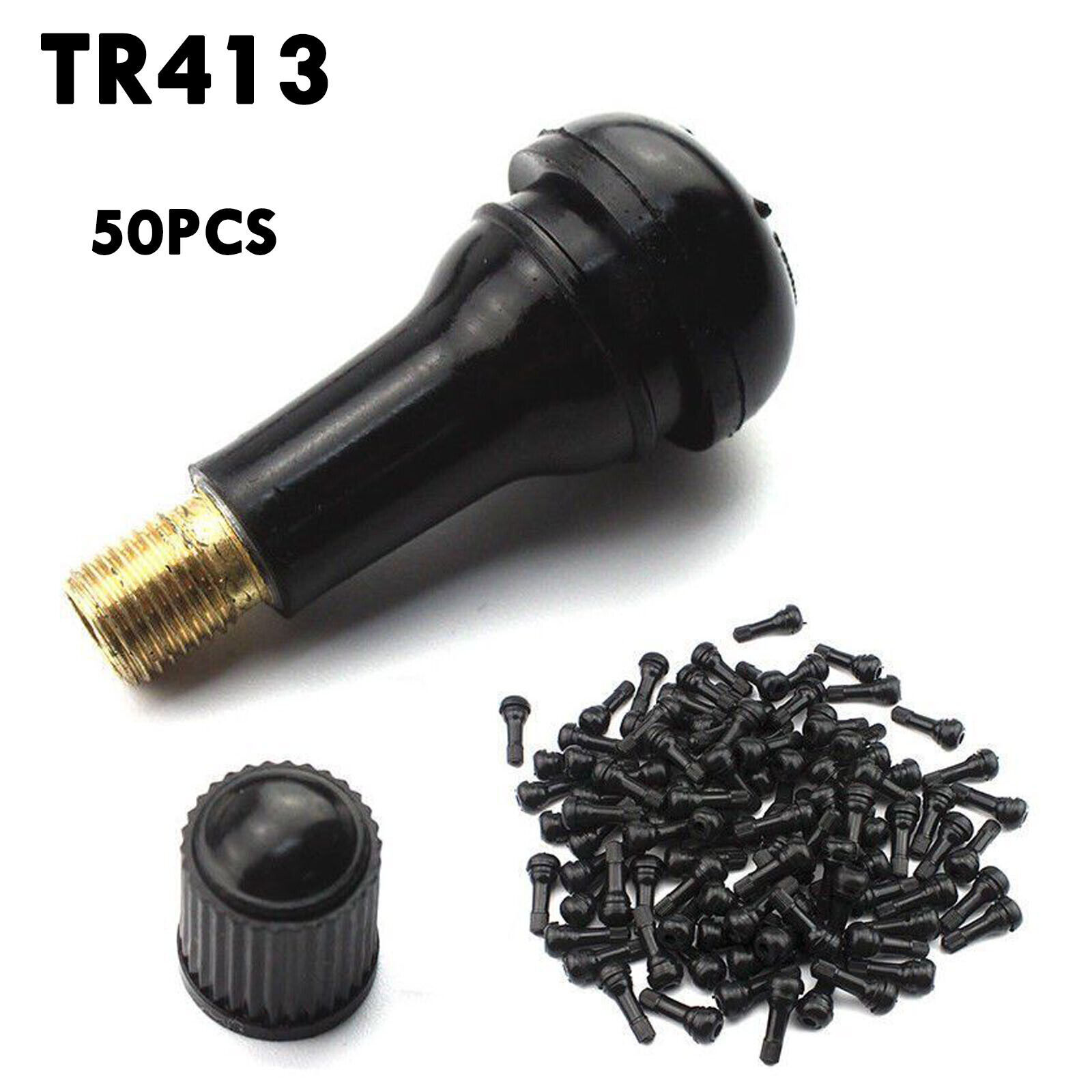 25-100pcs Tire VALVE STEMS TR 413 Snap-In Car Short Rubber Tubeless Black