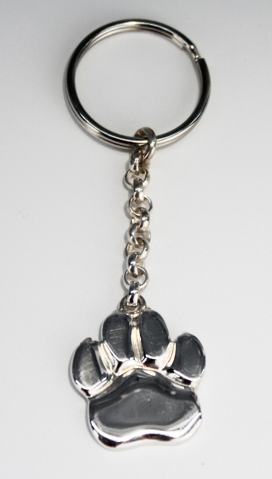 Custom Designed and Original Paw Print Pendant of Sterling Silver Key Ring Custom Designed and Original Paw Print Pendant of Sterling Silver Key Ring