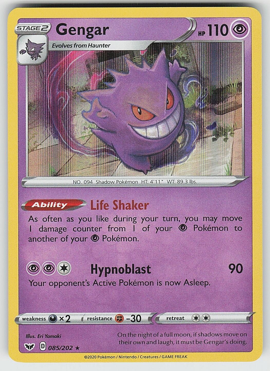 Gengar 085/202 Holo Rare Sword & Shield Pokemon NM Gengar 085/202 Holo Rare Sword & Shield Pokemon NM