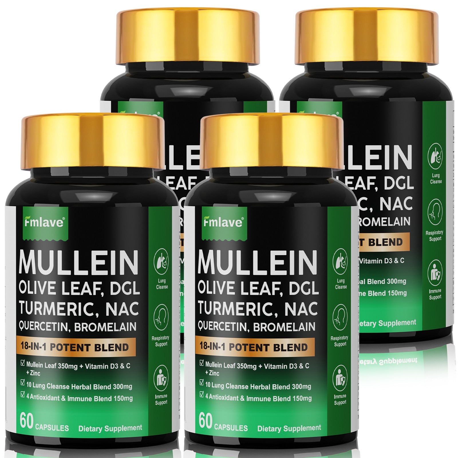 4pc 18-in-1 lung complex Mullein Extract Supplement, for Lungs Detox and Cleanse 4pc 18-in-1 lung complex Mullein Extract Supplement, for Lungs Detox and Cleanse
