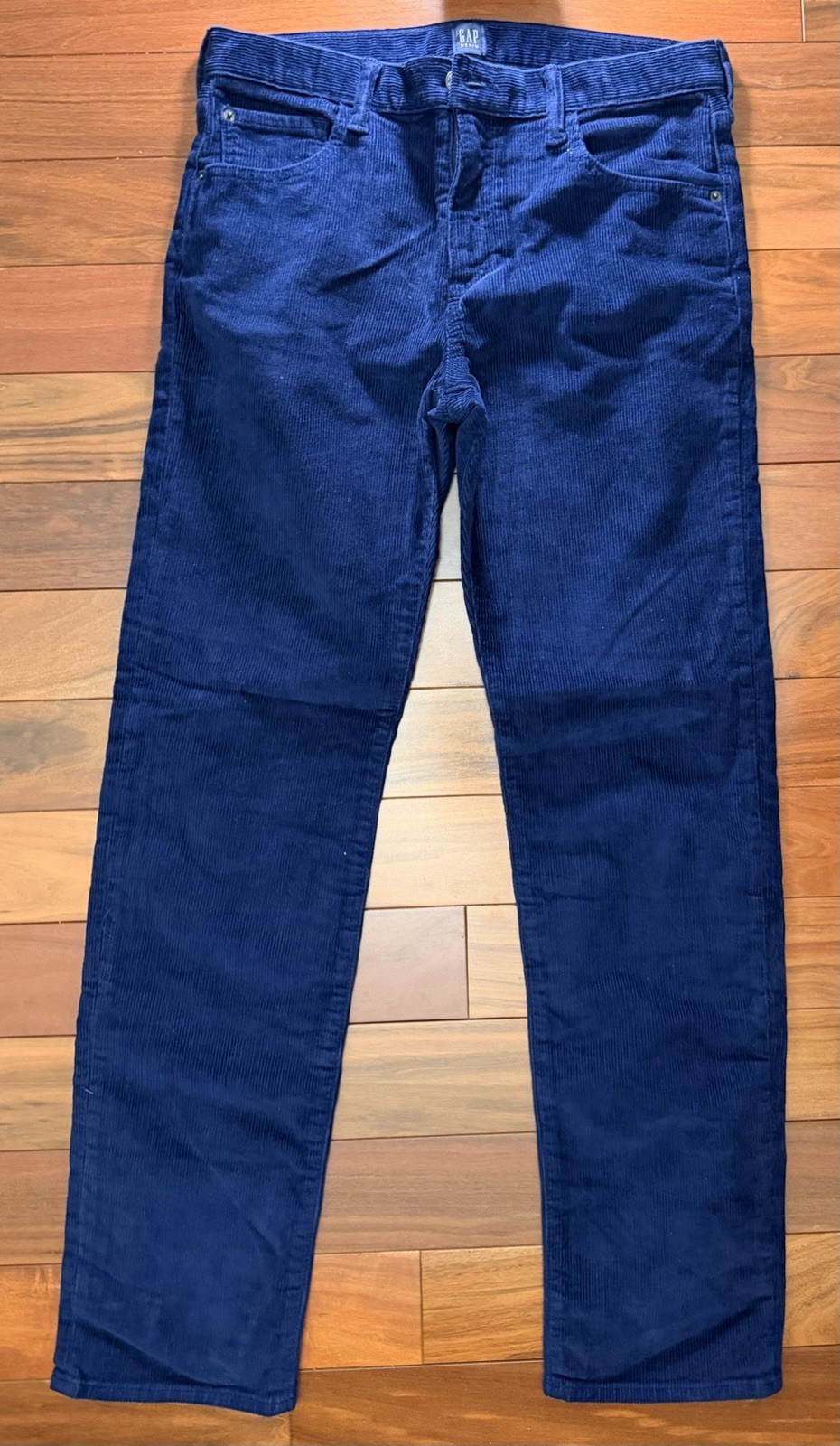 GAP Blue Corduroy Stretch Slim Fit Jeans, 5-Pocket, Zip/Button, Logo GAP Blue Corduroy Stretch Slim Fit Jeans, 5-Pocket, Zip/Button, Logo