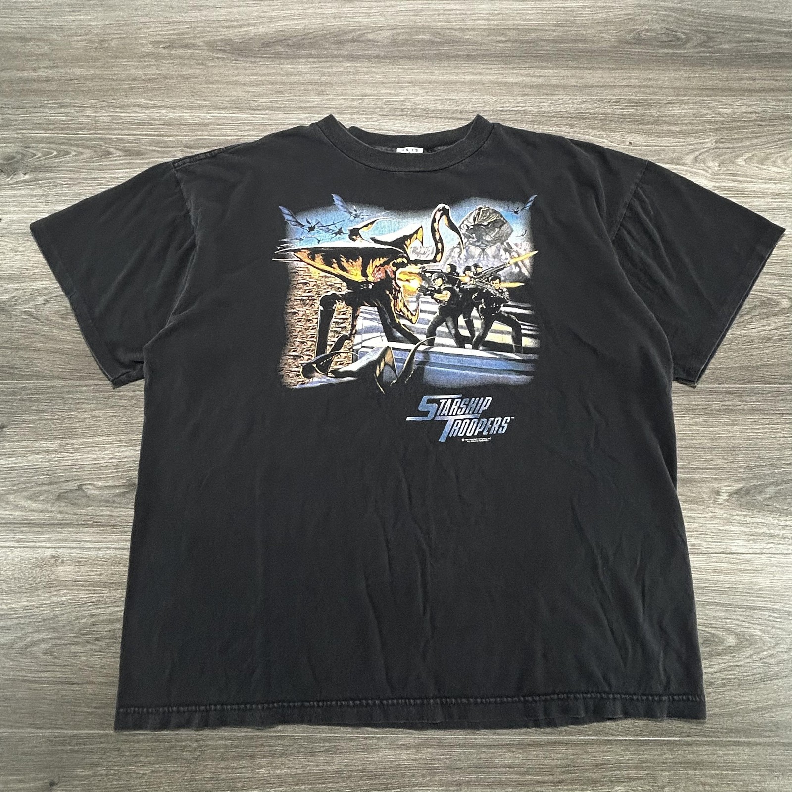 Vintage Starship Troopers Shirt Mens XL Black 1997 Movie Sci-Fi Tristar USA