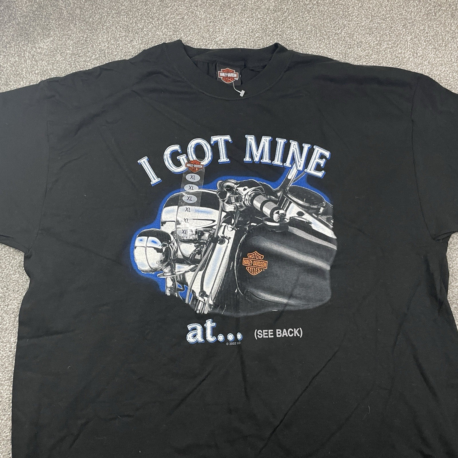 Vintage 2002 Harley Davidson I Got Mine At... Woodstock IL Biker T Shirt XL NWOT