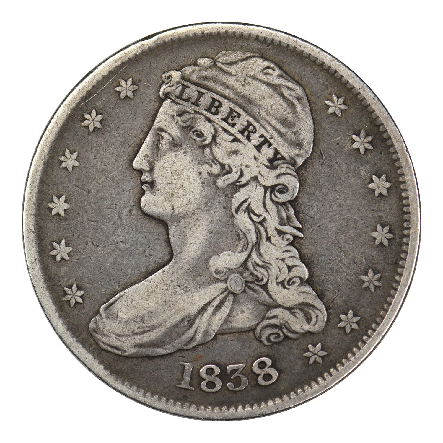 1838 Capped Bust Half Dollar Very Fine Condition 1838 Capped Bust Half Dollar Very Fine Condition
