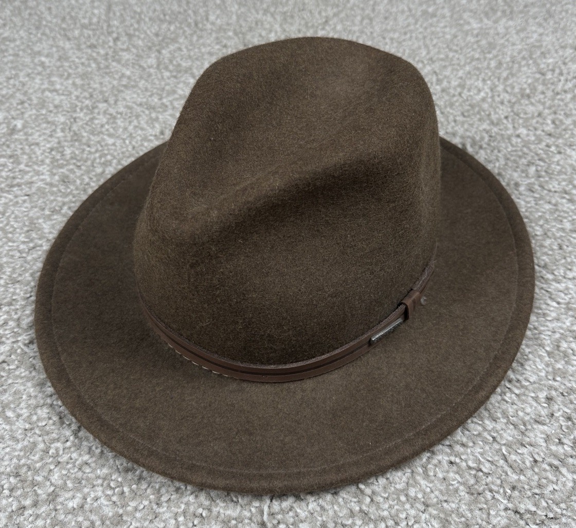 Stetson Explorer Crushable Brown Wool Water Repellent Fedora Hat Men\'s Large Stetson Explorer Crushable Brown Wool Water Repellent Fedora Hat Men\'s Large