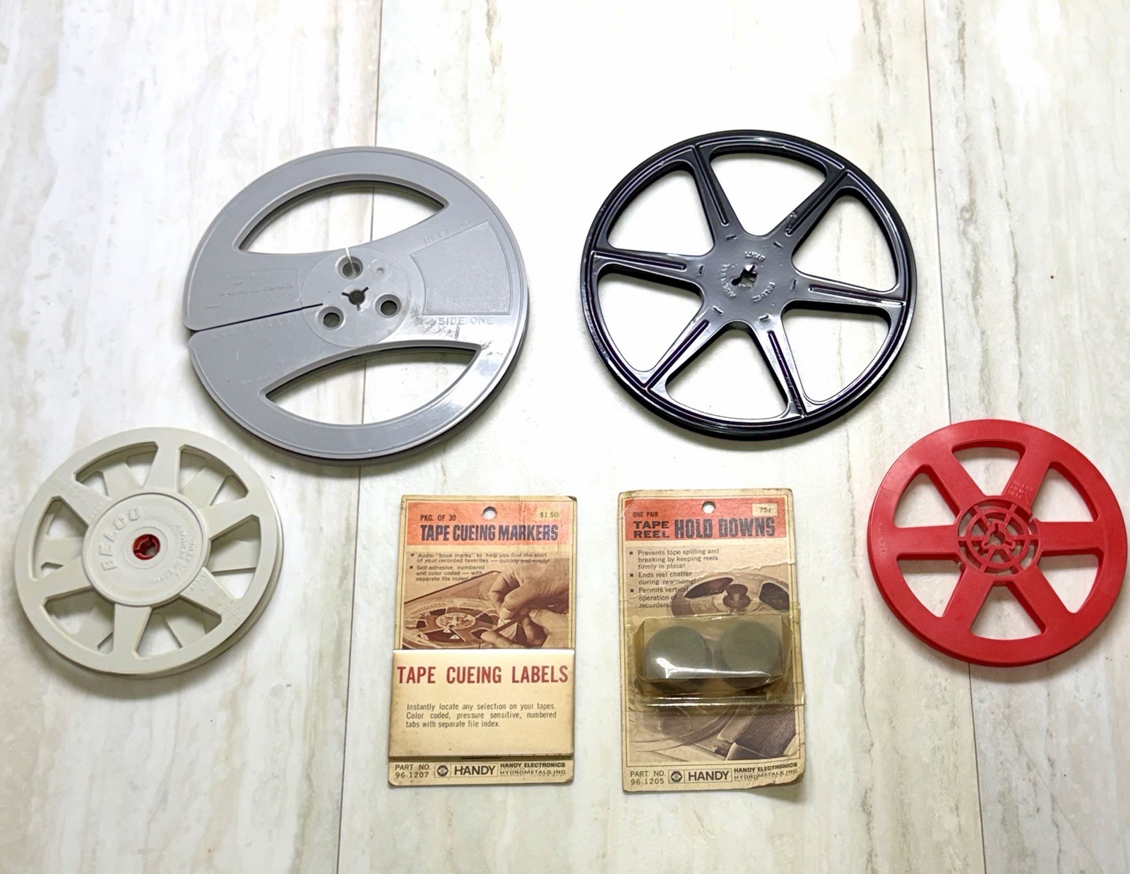 Vtg Audio Reel to Reel Lot - Metal Roll-Ez, Ferro, Belco Reels, Handy Tape Kit