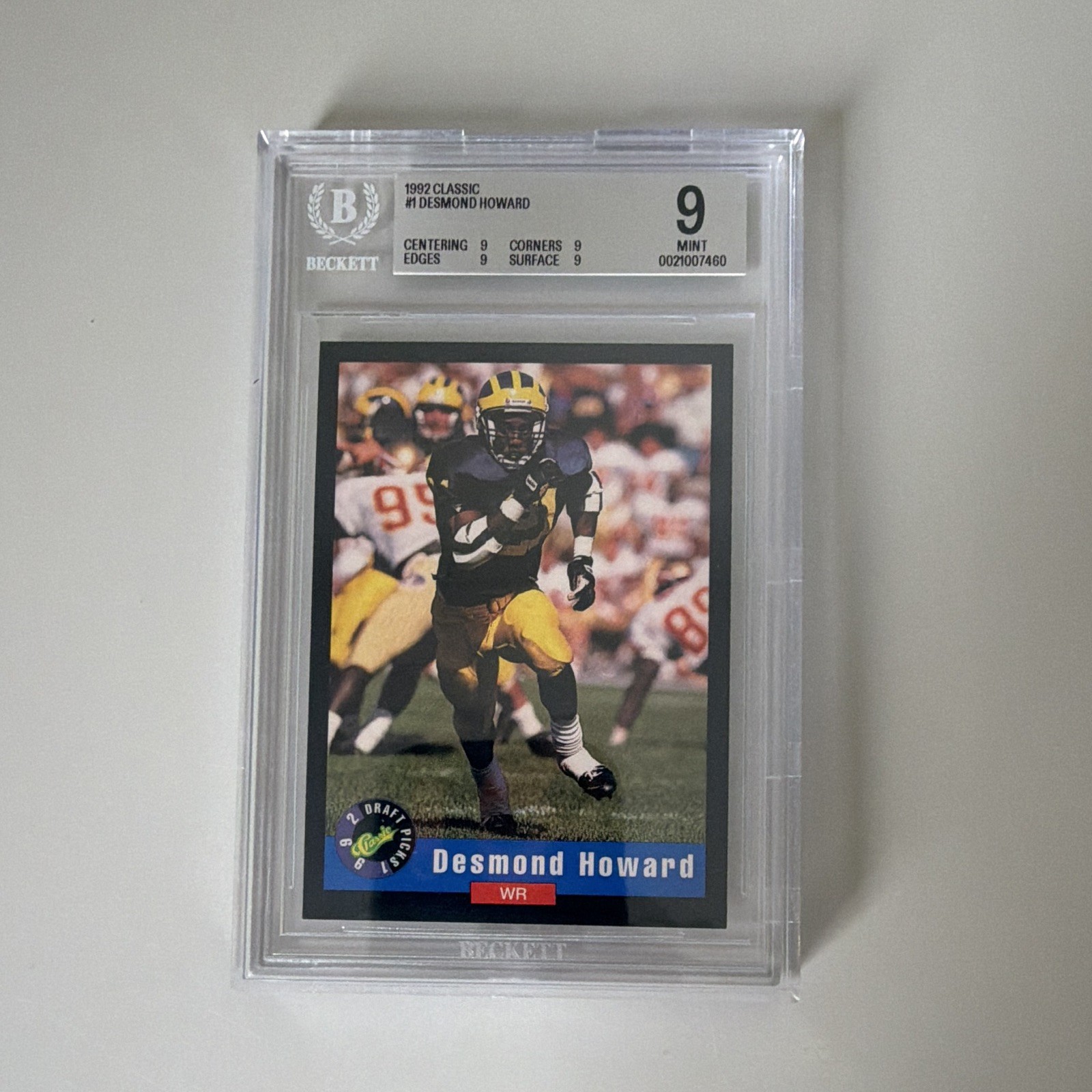 Classic 1992 Draft Picks Desmond Howard #1 Michigan Wolverines BGS 9 Graded