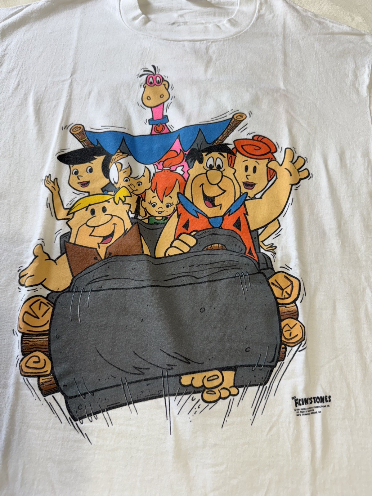 Vintage The Flintstones 1991 Double Sided Single Stitch White Tshirt Size XL