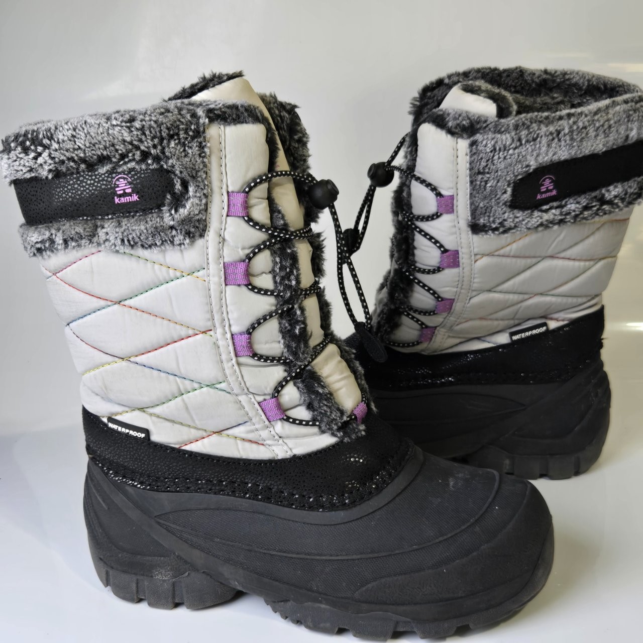 Kamik Star3 Gray / Black Waterproof Winter Snow Mid-Calf Boots US Size 5
