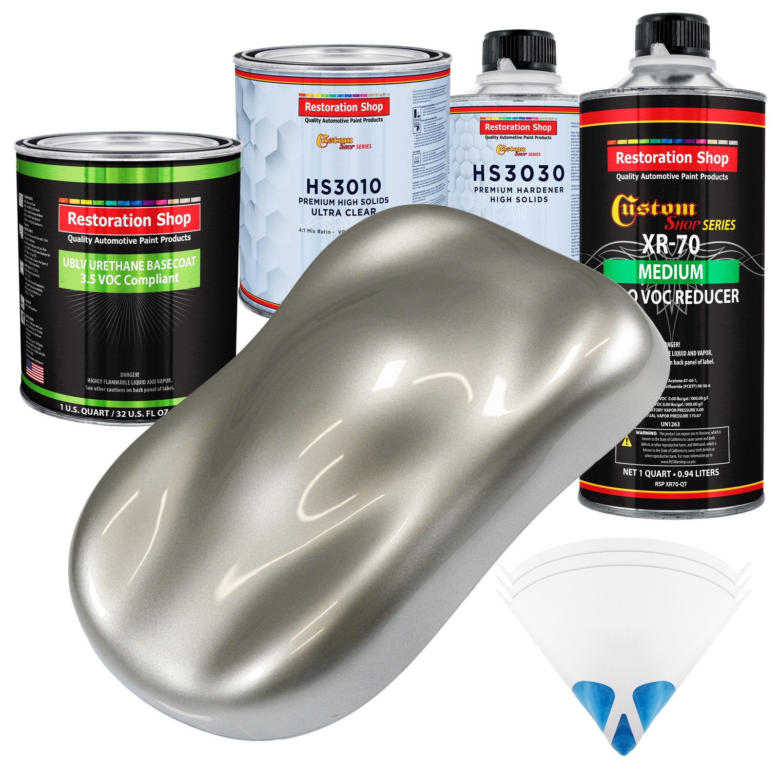 Pewter Silver Metallic Prem Quart Kit Low VOC URETHANE BASECOAT Auto Paint Kit