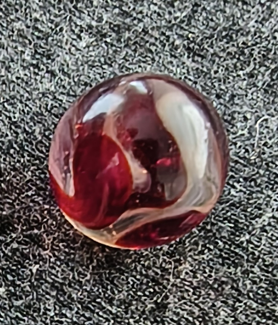 HTF Alley Agate Clear Transparent W/ Cranberry And White Swirl Marbles 9/16\
