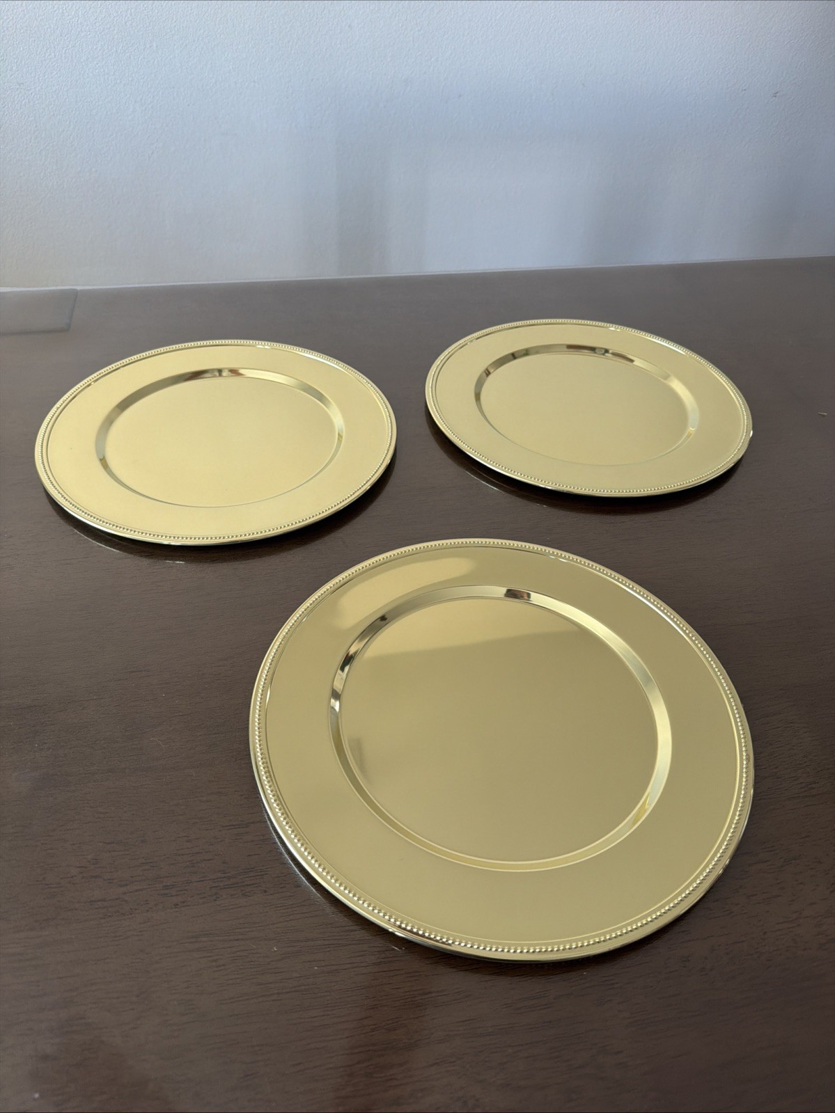 VTG Godinger Silver Co. Brass Plated Gold Serving Plate Round 3-Piece Set New VTG Godinger Silver Co. Brass Plated Gold Serving Plate Round 3-Piece Set New