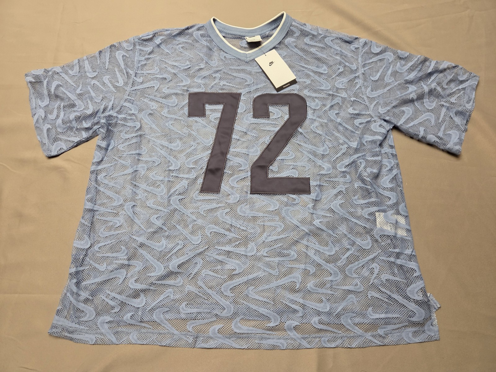 Nike Sportswear Swoosh Mesh Jersey Shirt Blue 72 Oversized Size M NWT $90 FreeSH
