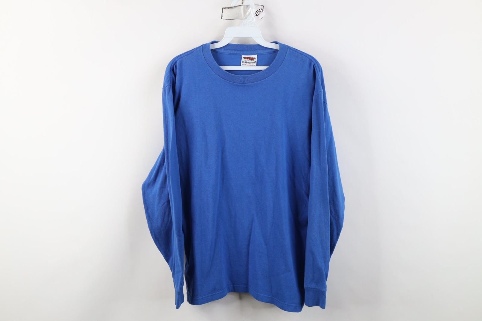 Vtg 90s Streetwear Mens Medium Faded Blank Heavy Cotton Long Sleeve T-Shirt USA