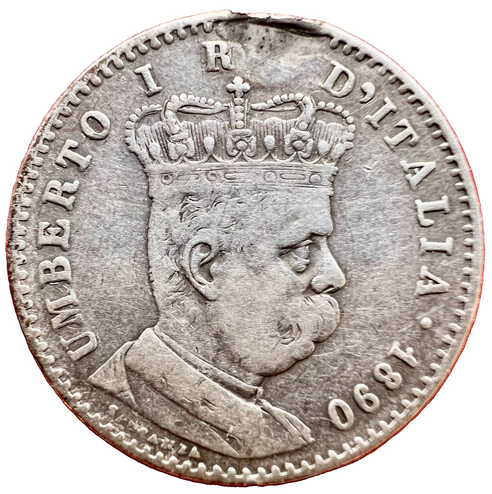 ITALY Colonia Eritrea 1 LIRE 1890 Umberto I Silver KM#2 09/26 ITALY Colonia Eritrea 1 LIRE 1890 Umberto I Silver KM#2 09/26