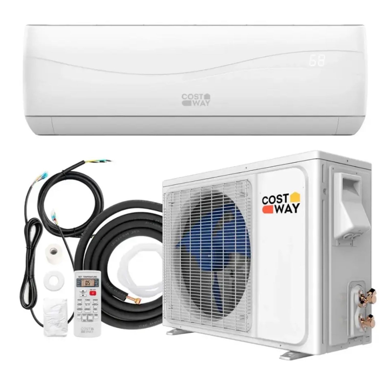 Costway - 9000 BTU Split Air Conditioner & Heater Wall Mount AC Unit w/ Remote Costway - 9000 BTU Split Air Conditioner & Heater Wall Mount AC Unit w/ Remote