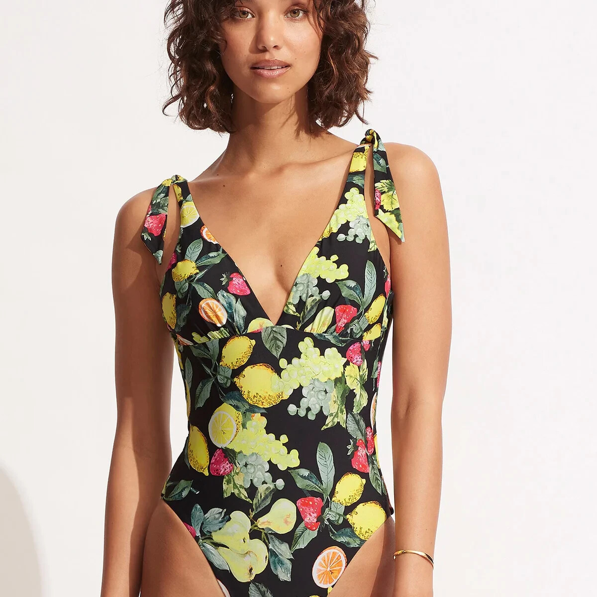 Seafolly Eco Lemoncello V-Neck Black One-Piece L33249 Womens Size US 12 Seafolly Eco Lemoncello V-Neck Black One-Piece L33249 Womens Size US 12