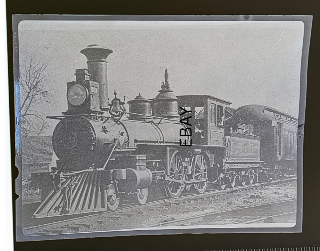 C. 1940s Pennsylvania Railroad PRR #723 Copy Negative D-3 No. 4-4-0 Locomotive