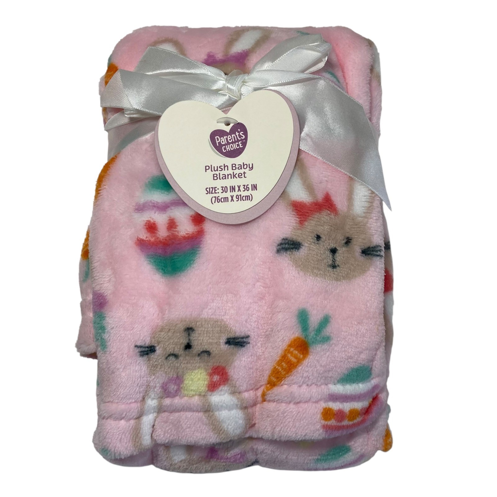 NEW Parents Choice Plush Baby Blanket Bunny Eggs Easter Pink