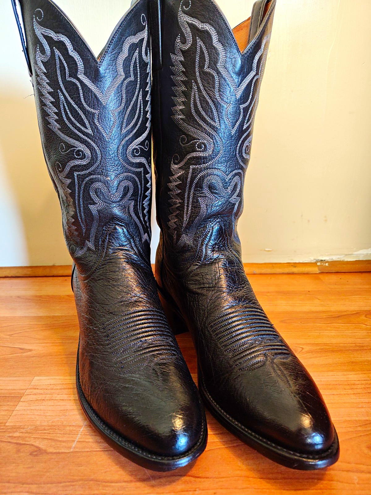 Lucchese 1883 Western Cowboy Boots Style N7131R4 Black Bullhide Men\'s 11.5 D VGC