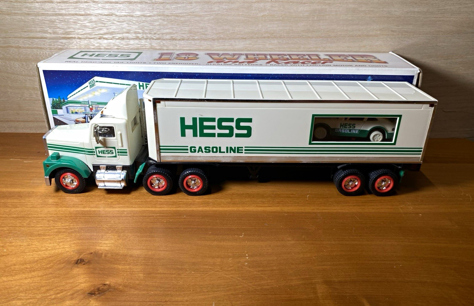 Vintage 1992 Hess Toy Truck 18 Wheeler And Racer Car In Original Box Complete Vintage 1992 Hess Toy Truck 18 Wheeler And Racer Car In Original Box Complete