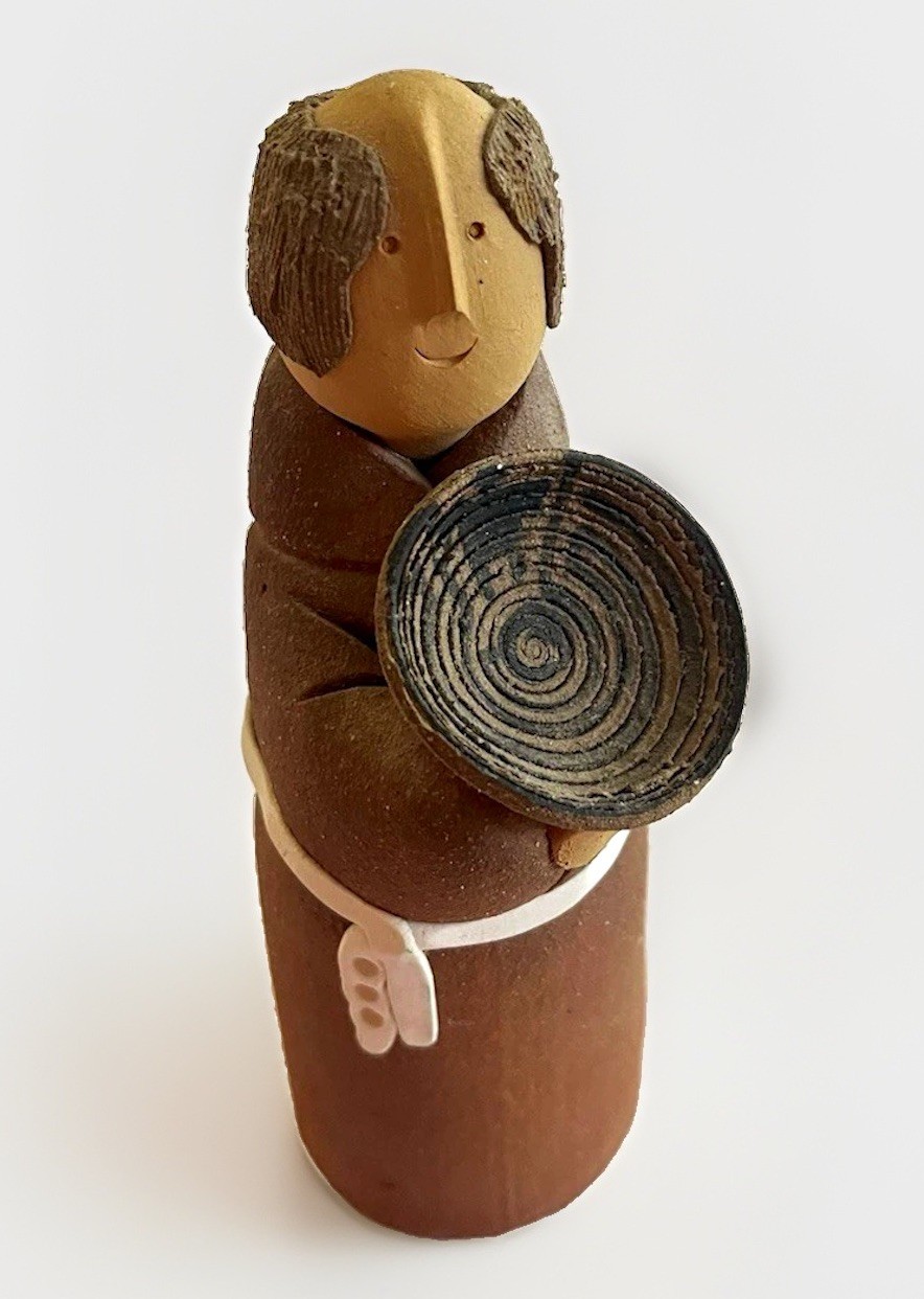 VTG Richard Bergquist Monk San Pasquale Saint of Kitchen Clay  Art figure 6.5”