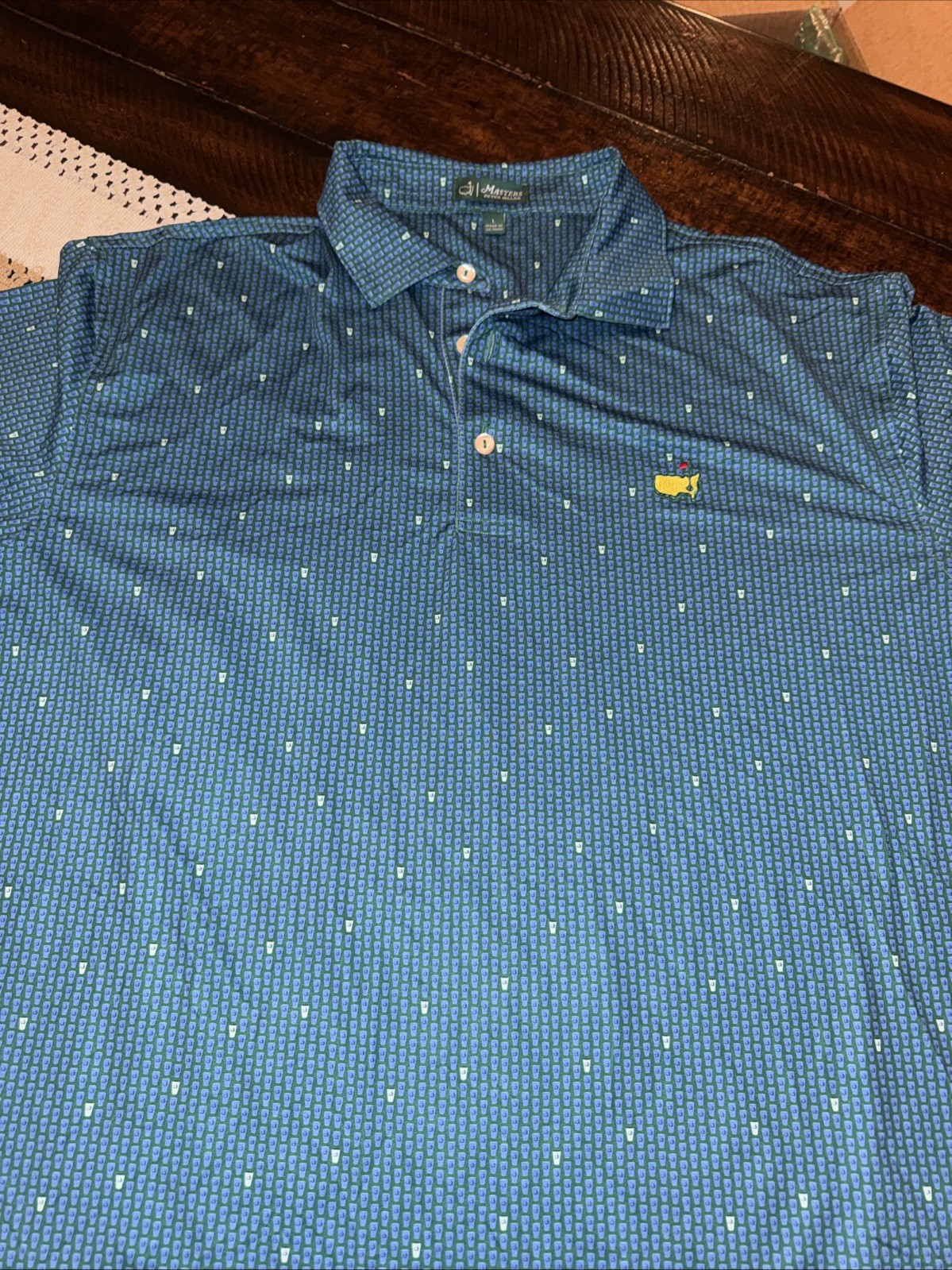 Peter Millar Masters Concession Beer Cups Performance Tech Golf Polo Men’s Large Peter Millar Masters Concession Beer Cups Performance Tech Golf Polo Men’s Large