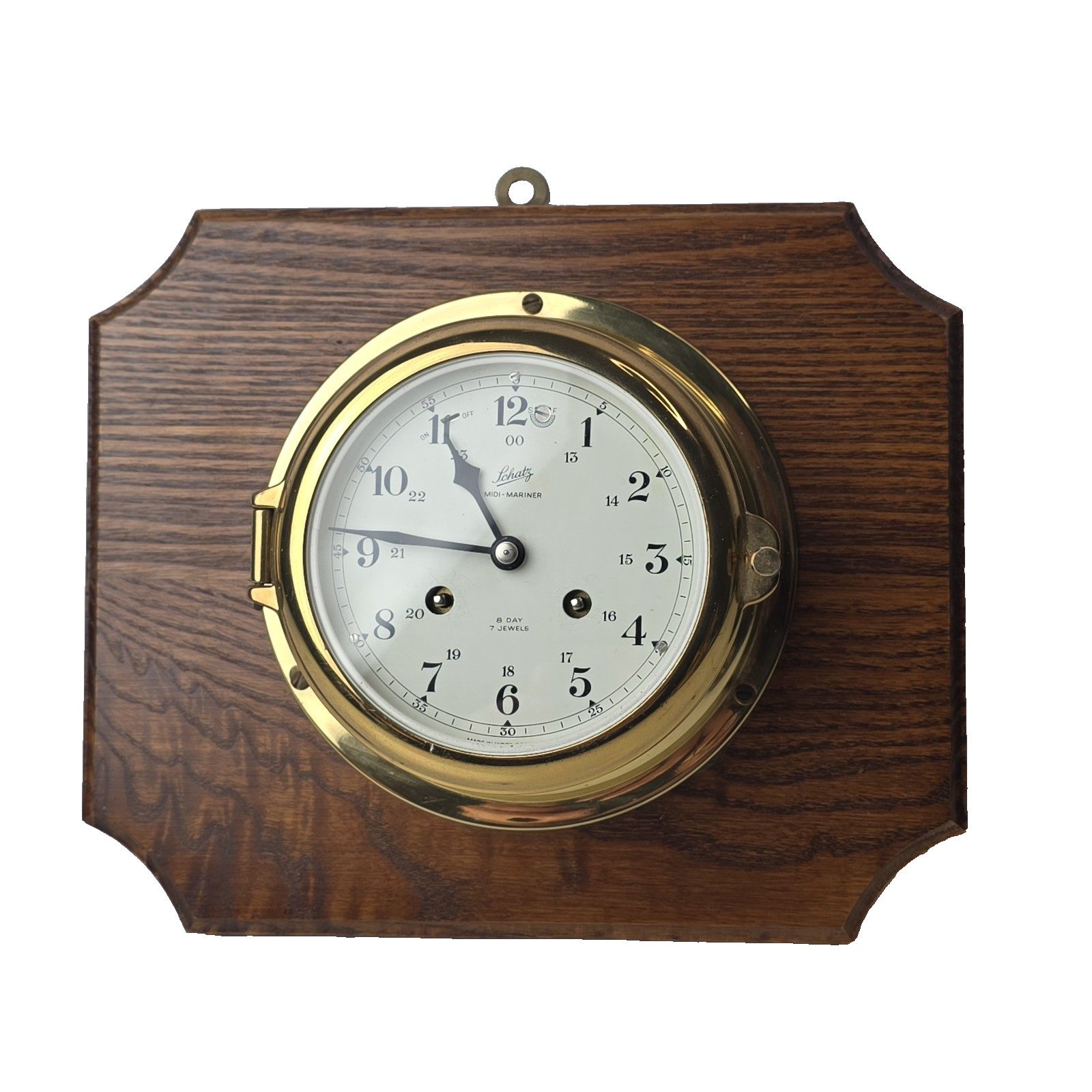 Vintage Schatz MIDI-MARINER 8 Day 7 Jewels West Germany Brass Ship Bell Clock