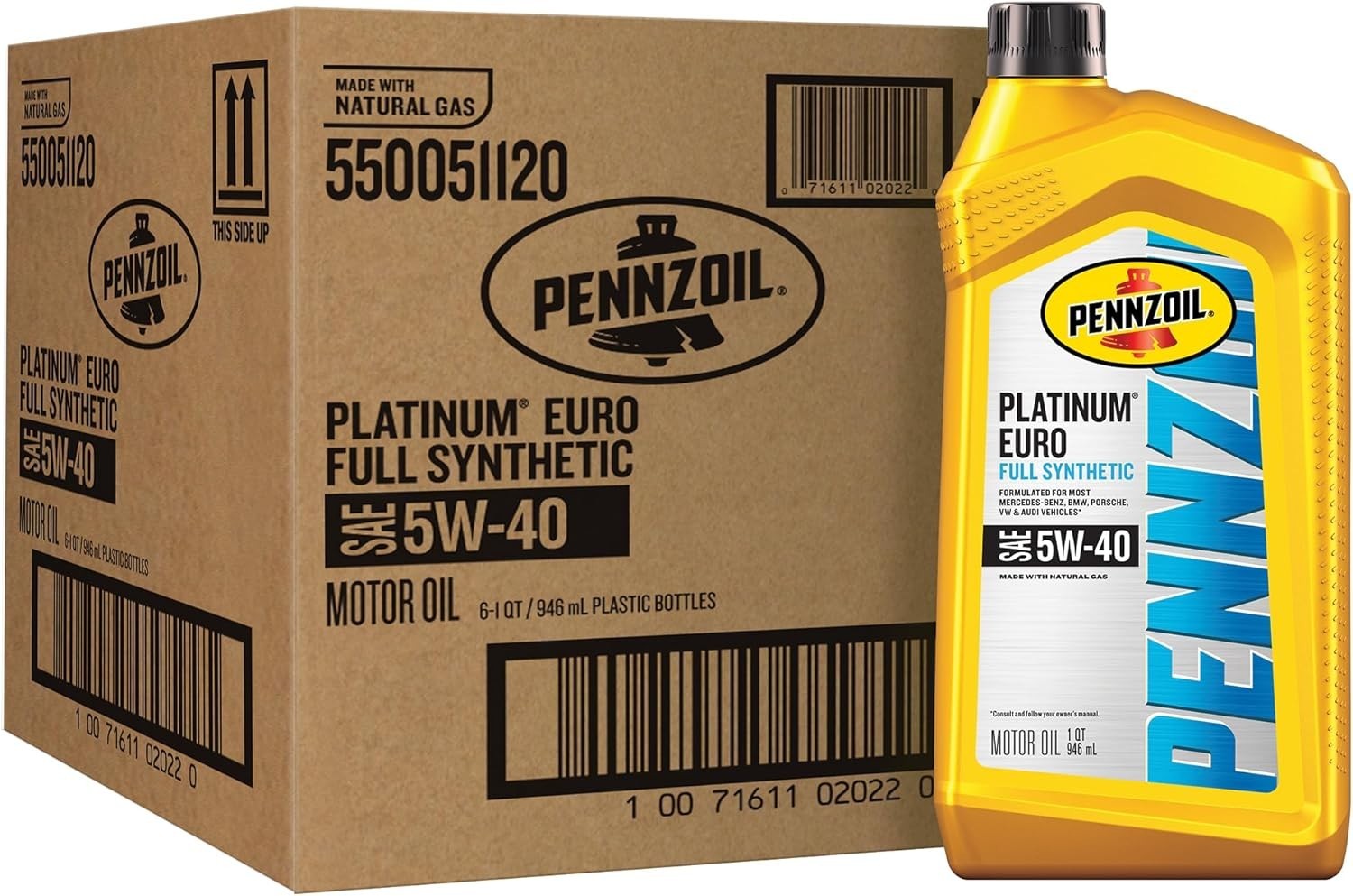 NEW Pennzoil Platinum Euro Full Synthetic 5W-40 Motor Oil (1-Quart, Case of 6)