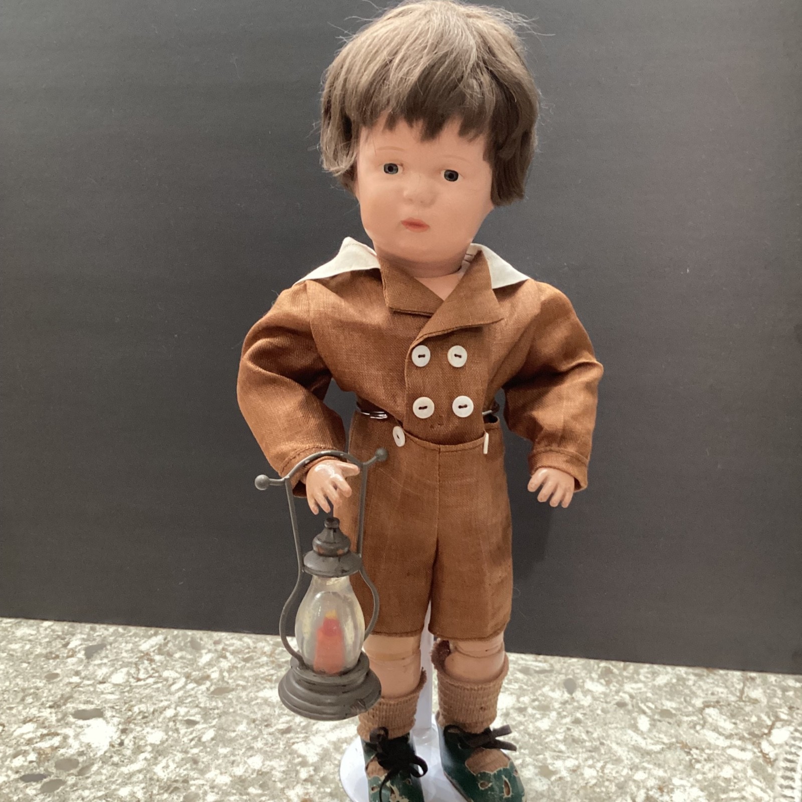 Antique Rare Marked  15” Pouty Schoenhut Wood Jointed  Boy American Doll