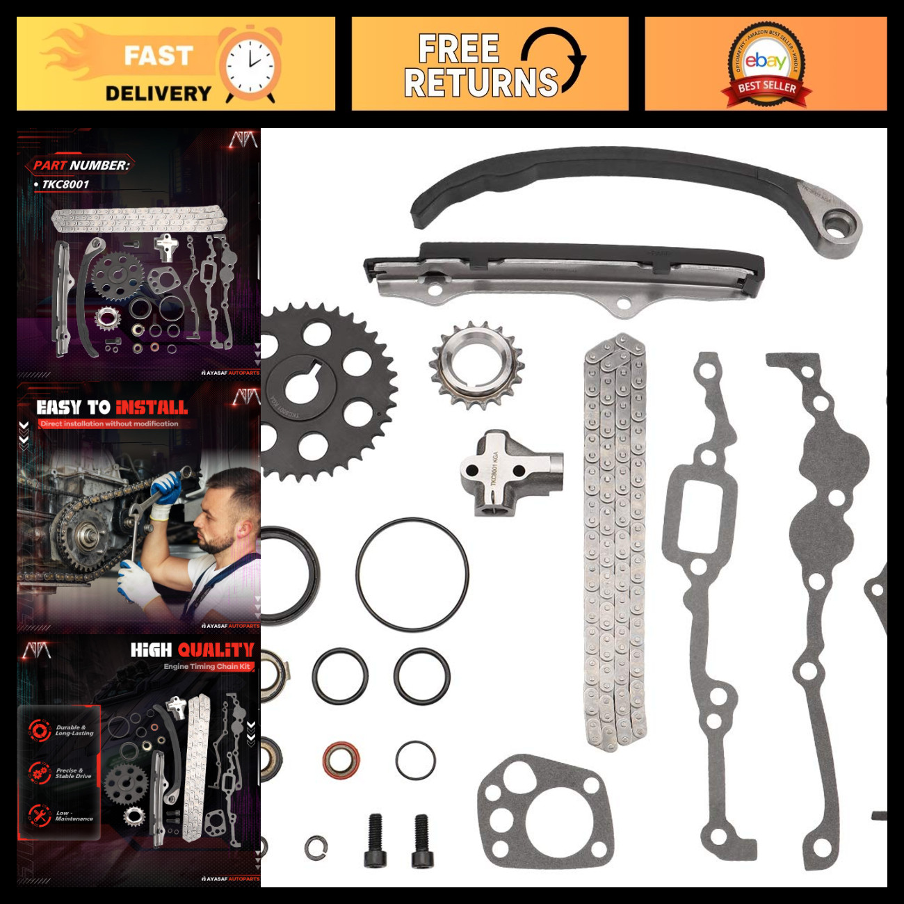 Engine Timing Chain Kit with Gaskets & Oil Seal - Complete Replacement Set Engine Timing Chain Kit with Gaskets & Oil Seal - Complete Replacement Set