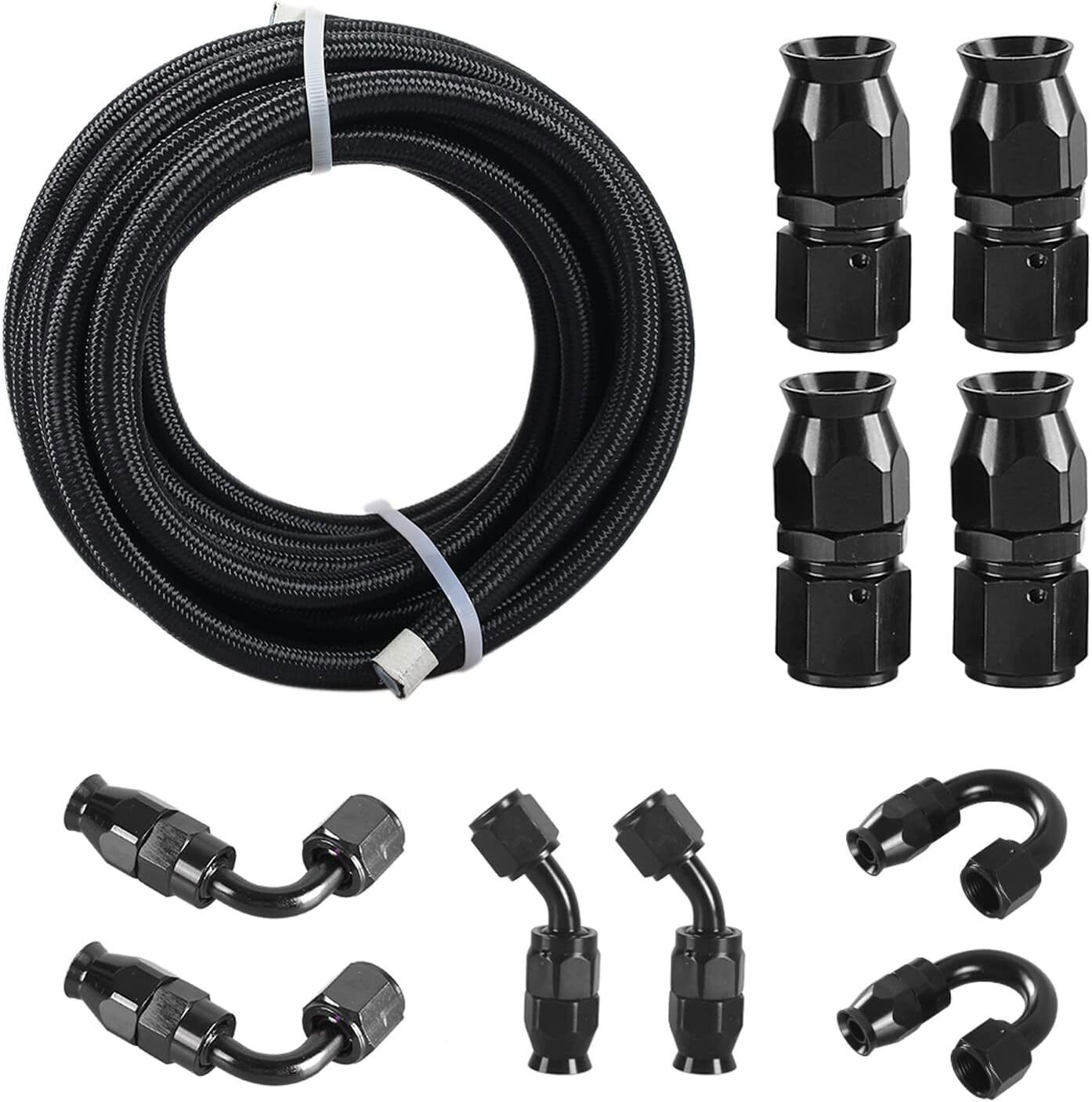 6AN-8AN-10AN PTFE Fuel Line Kit E85 Nylon Braided Fuel Hose Kit 10FT-20FT-30FT