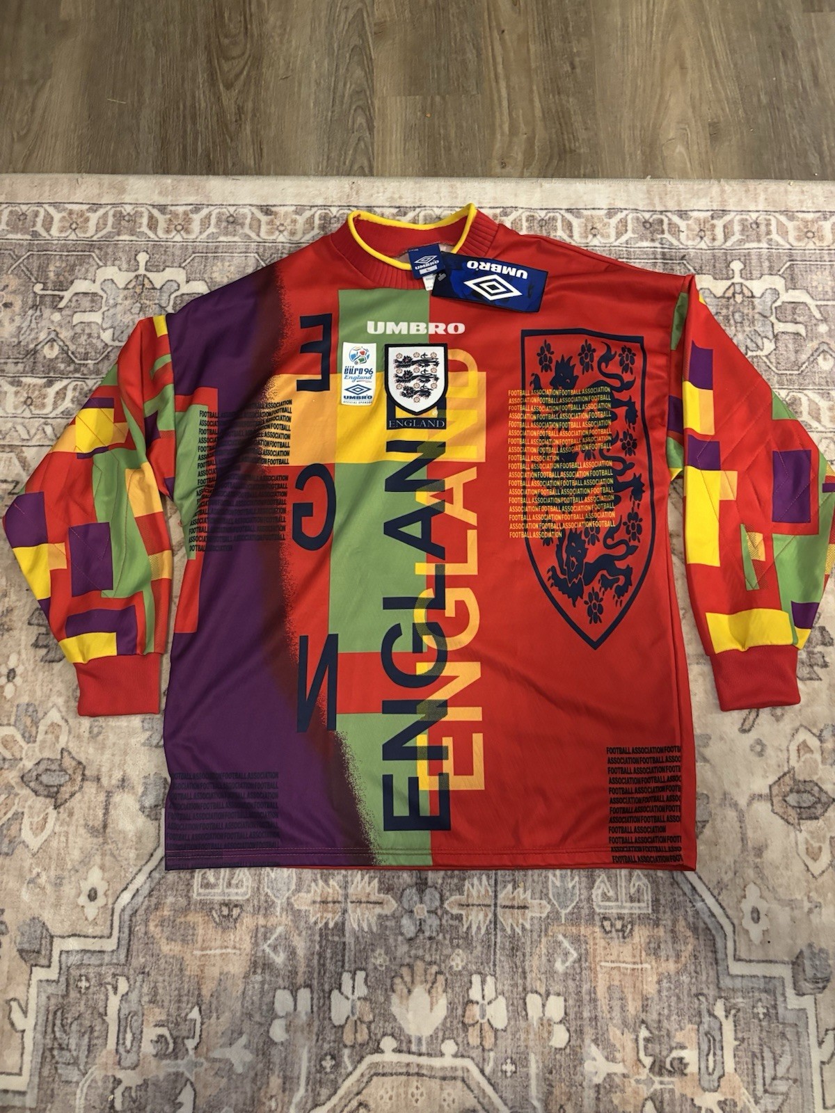 VINTAGE 1995 1996 Umbro England Goalkeeper Jersey Euro 96 Fruit NWT Sz L READ