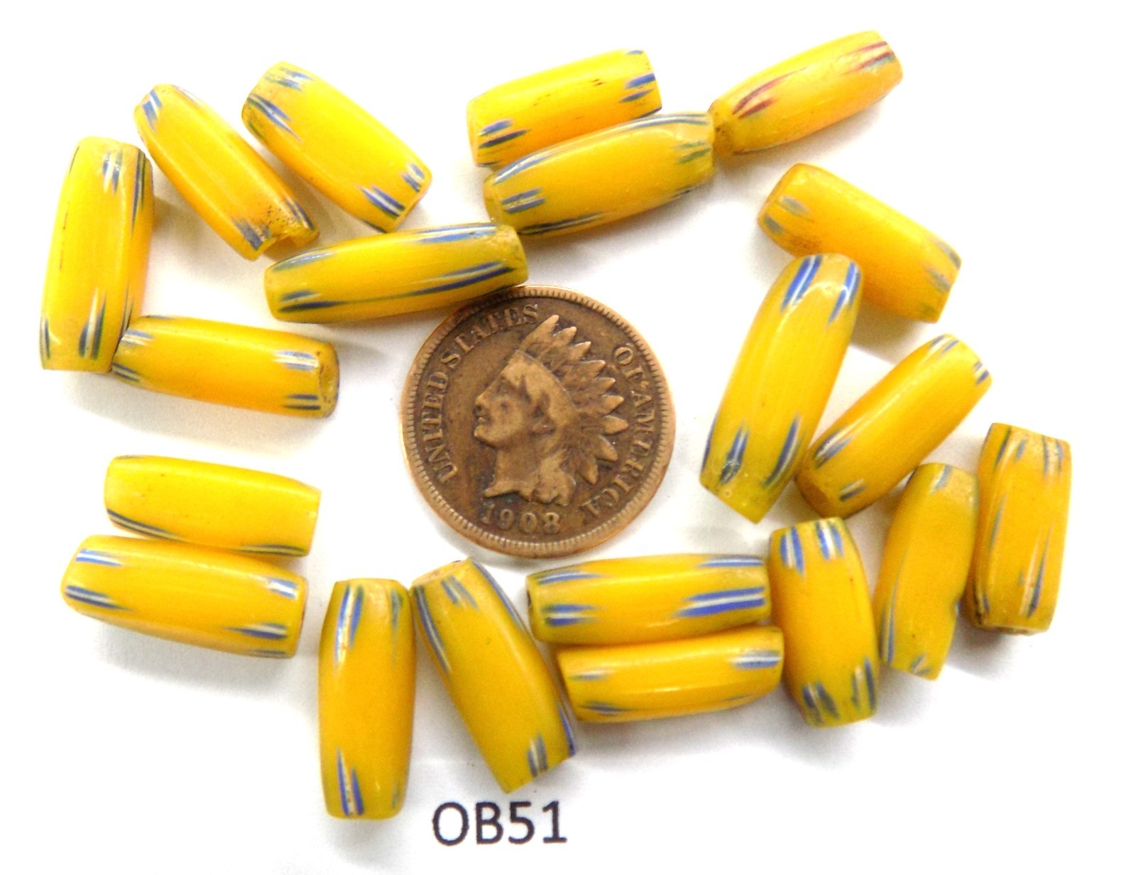 20 Venetian Original OLD Striped Antique Trade Beads OB51 BG 86 20 Venetian Original OLD Striped Antique Trade Beads OB51 BG 86