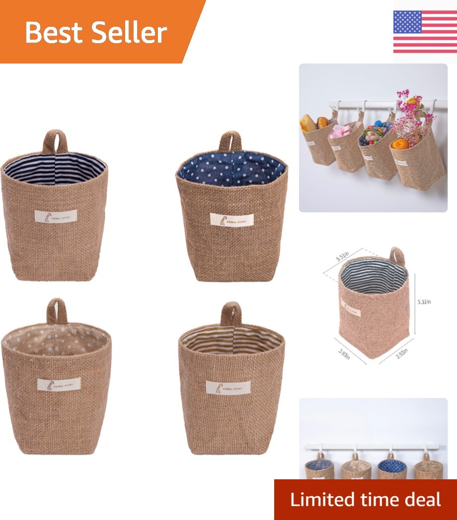 Decorative Foldable Cotton Linen Storage Baskets - Set of 4 in Modern Designs