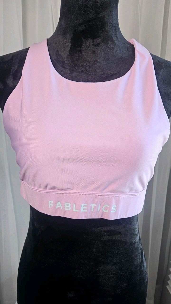 Fabletics No Bounce High Impact Sports Bra Pink size S Crossback Cutout HIIT