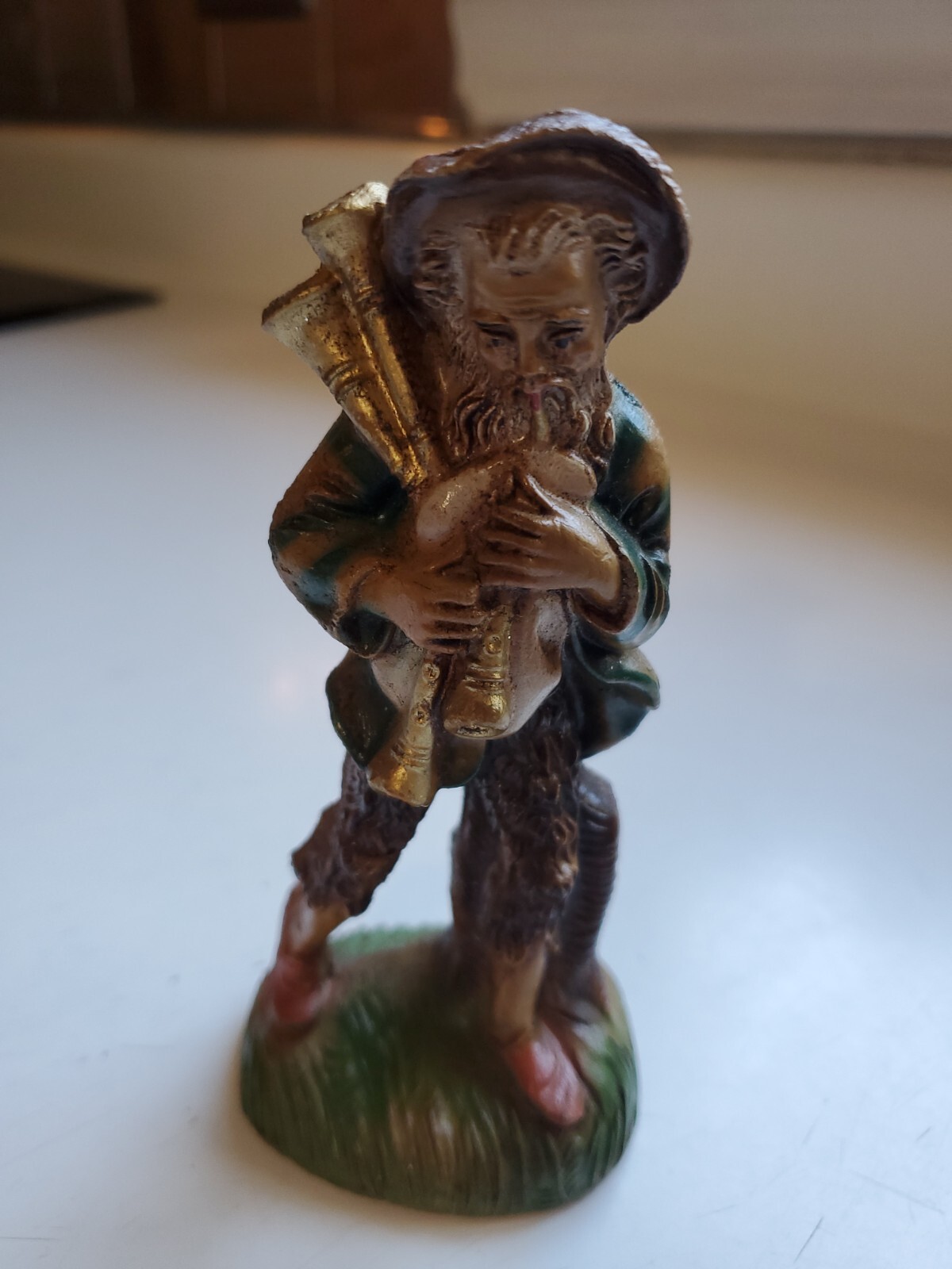 Vintage Nativity Figure Resin Italy  5 1/4 Inches Man with Bagpipe.