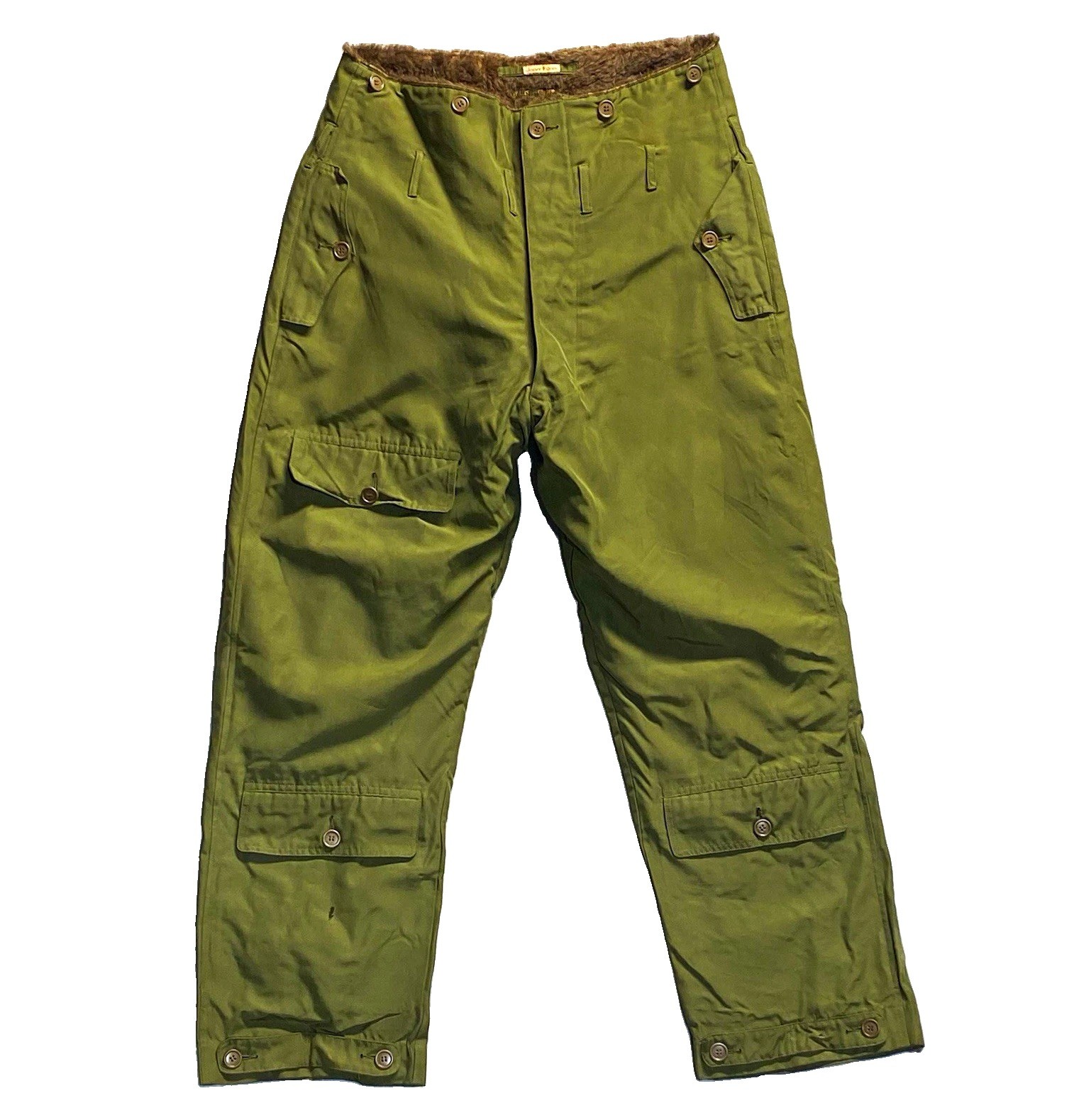 Vtg 1940s WWII USAAF Type A-10 Flight Winter Flying Trousers Willis Geiger 34