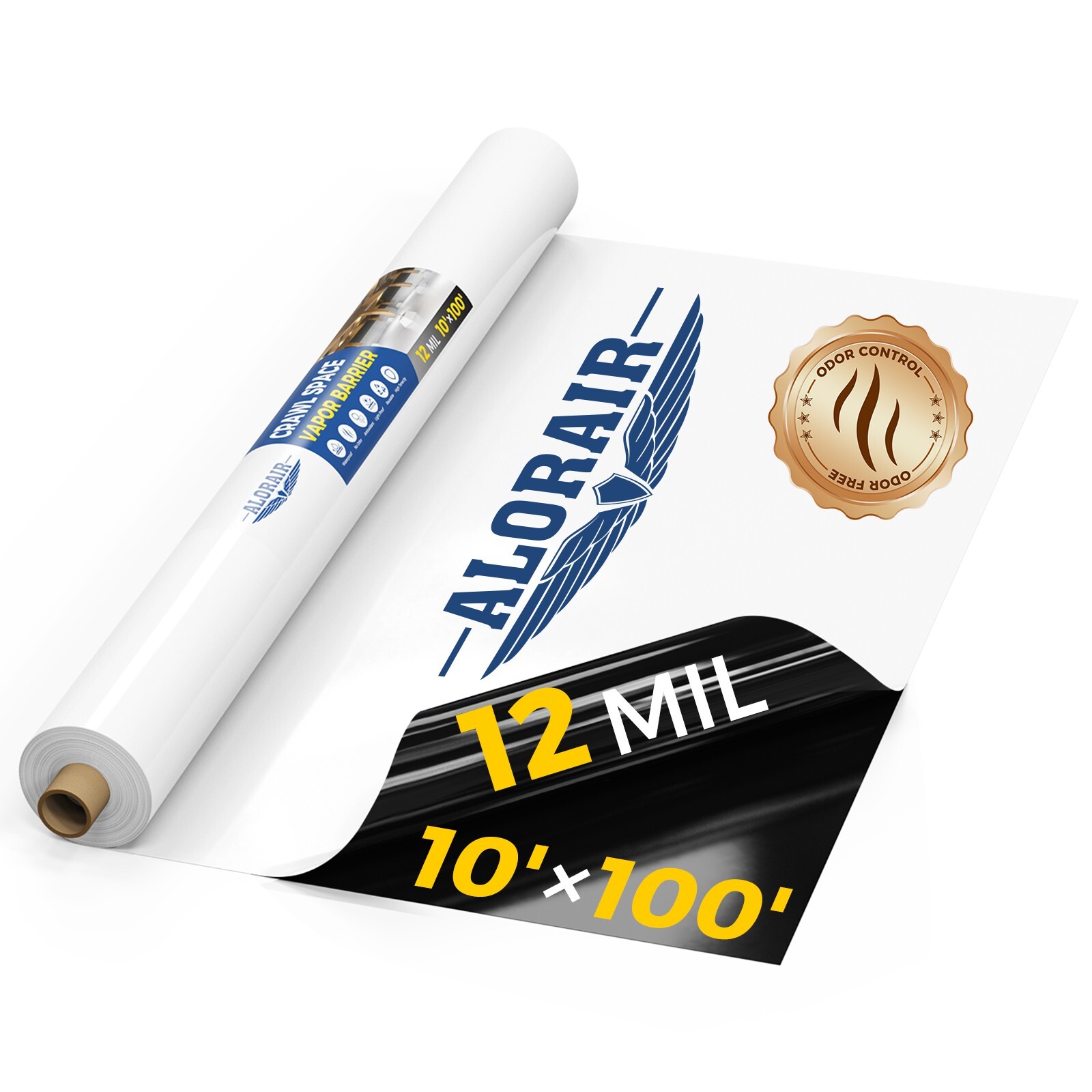 ALORAIR 12 mil Crawl Space Vapor Barrier 10x100\' Plastic Sheeting Encapsulation