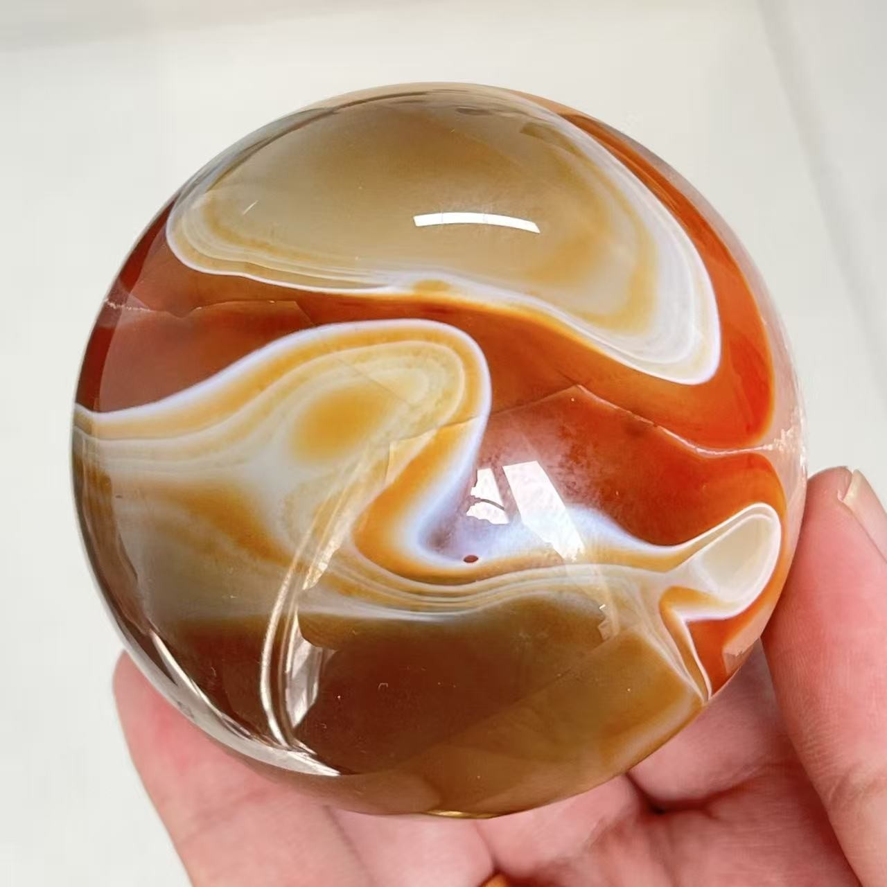 530g 73mm Natural Carnelian Sphere Crystal Red Agate Ball Healing Decor